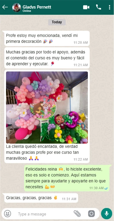 Chat de Whatsapp casos de exito caso 1